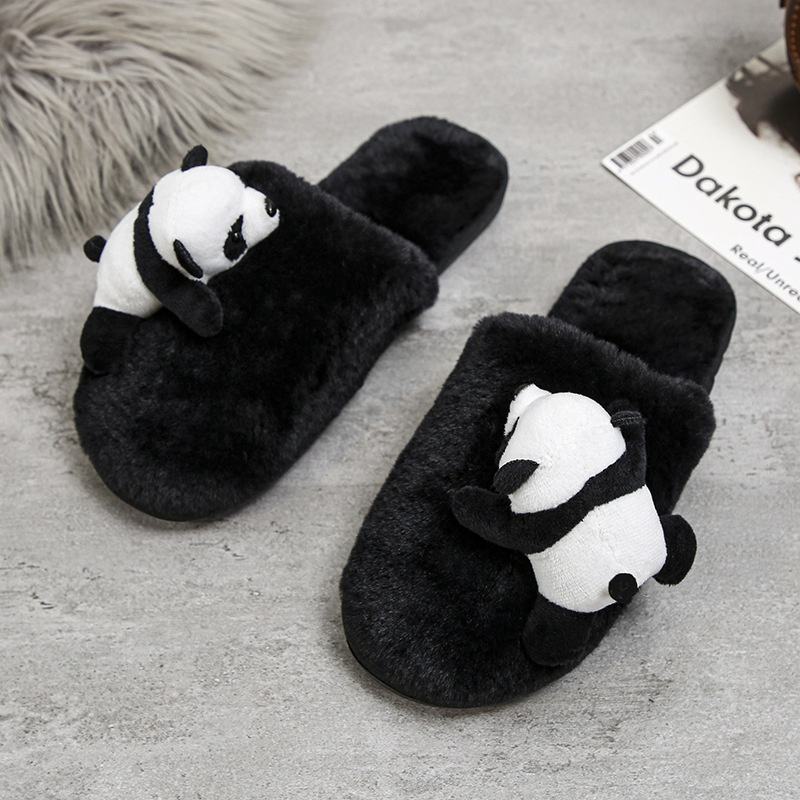 Factory Sale Winter Home Womens Cozy Warm Upper Panda Slipper Puffy Cartoon slippers for Kids