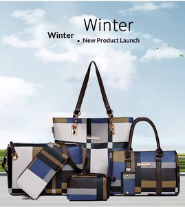 Conjunto de Bolsos de Piel Sintética con Logotipo Personalizado, Colección de Bolsos de Mano con Estampado a Cuadros Vintage, Bolso Tote y Bandolera, Conjunto de Bolsos para Mujer - Product Image 3