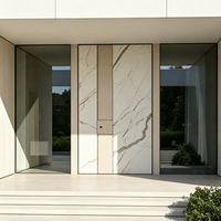 Portail Moderne en Aluminium avec Serrure Numérique Intelligente, Finition Grain de Bois, Panneau Sculpté CNC, pour Entrée de Villa et Jardin Extérieur