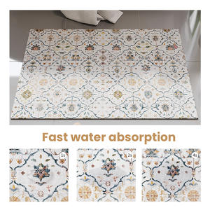 Alfombra absorbente para baño, rectangular, con diseño floral, fibra de poliéster, rápida absorción de agua, para baño y dormitorio - Product Image 1