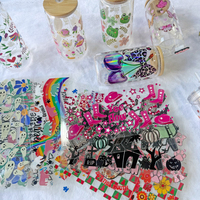 Stiker Transfer Tahan Air Goode UV DTF Cup Wrap 16oz untuk Gelas dan Tumbler, Kupas dan Tempel, Tanpa Pembersihan, Stiker DIY, Grosir OEM