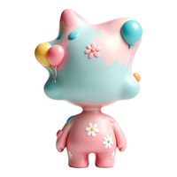 Figurine en PVC Pastel Ballon Daisy Star Head, Dégradé Rose Bleu, Mignonne Poupée en Vinyle, Fabrication Chinoise OEM Personnalisée, Cadeau d'Anniversaire Idéal