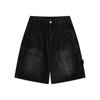 Shorts cargo en jean pour homme, coupe ample, délavé, avec poches utilitaires, style streetwear, longueur genou, fournisseur OEM personnalisé