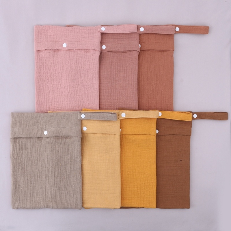 Многофункциональный клатч для детских подгузников, многоразовый однотонный дорожный мешочек для мягких муслиновых хлопковых подгузников, 25 х20 см