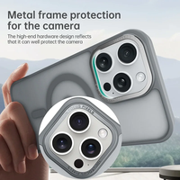 Étui transparent coloré mat avec anneau de protection d'objectif en métal pour iPhone 16 15 14 Plus 13 12 11 Pro Max, compatible avec la charge magnétique sans fil