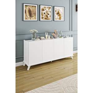 Meuble buffet de luxe à 5 portes, blanc moderne, 180 cm, table console pour salon, meuble TV - Product Image 1
