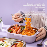 Boîte à lunch isotherme en acier inoxydable anti-fuite avec sac isotherme, boîte bento sans BPA pour enfants, école, adultes, repas en voyage, couverts
