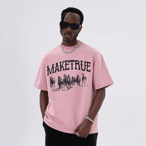 เสื้อยืดผู้ชาย คอโอ ทรงโอเวอร์ไซส์ ผ้าฝ้ายถัก 100% พิมพ์ลายโลโก้ดิจิทัลแบบกำหนดเอง สไตล์วินเทจ 3 มิติ ระบายอากาศได้ดี - Product Image 1