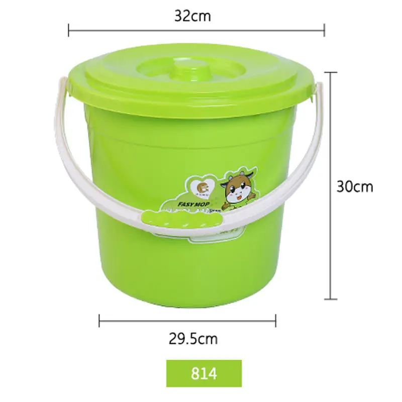 Thickened household plastic pail water bucket with lid handle