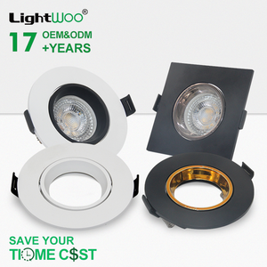 Lámpara de Techo Moderna Cuadrada y Redonda para PC, <span class=keywords><strong>Precio</strong></span> de Fábrica, Downlight Empotrable MR16, Portalámparas <span class=keywords><strong>GU10</strong></span> en Blanco y Negro - Product Image 1