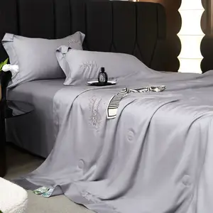 Tùy chỉnh nhà sản xuất trực tiếp sang trọng mịn mềm bedsheets bedding Set thêu Duvet <span class=keywords><strong>Comforter</strong></span> mùa hè chăn - Product Image 1