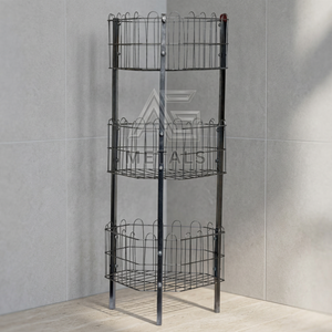 Étagère à légumes multifonctionnelle en métal/fer de haute qualité, moderne, robuste, à trois niveaux, avec étagères réglables pour le rangement de la cuisine - Product Image 3