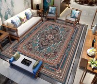 Tapis rectangulaire bohème floral personnalisé en usine, décoration intérieure, fabriqué à la machine, respectueux de l'environnement, adapté aux animaux domestiques, en polyester, tapis de salon