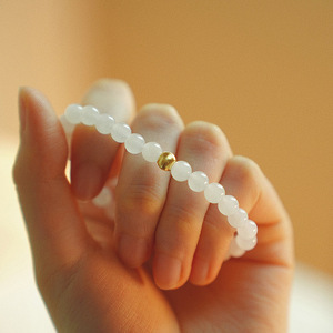 White Jade <b>Bead</b> <b>Bracelet</b> For Women Round <b>Beads</b> Minimalist Design Thin Full <b>Bead</b> <b>Bracelet</b> Everyday Wear - Product Image 3