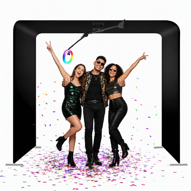 New Overhead 360 Photo Booth Machine Automatic Top Spinner Photobooth for Party Wedding Event with Remote and Flight Case