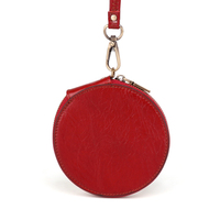 Nouvelle couche supérieure en cuir de vachette porte-monnaie petit mignon rétro fermeture éclair petit portefeuille en cuir véritable rond Mini porte-monnaie
