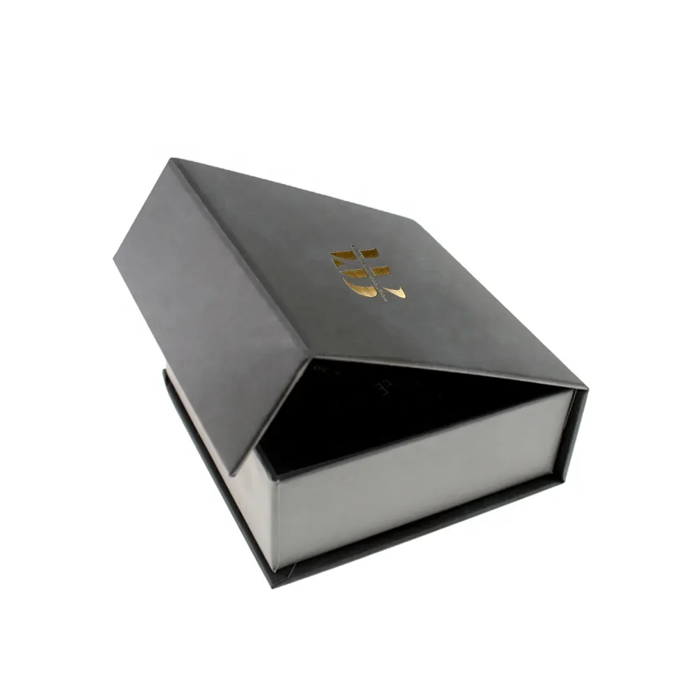 Luxe Zwarte Groothandel Op Maat Gemaakte Logo Bedrukte Geschenkverpakking Boekvorm Magnetische Doos Met Kartonnen Inzetstuk Voor Decoratie