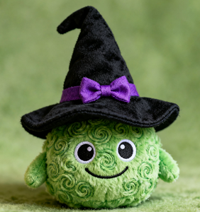 כובע מכשפות מקסים כדור קטיפה ירוק מושלם לקישוט מסיבת ליל כל הקדושים לילדים תפירה משובחת מילוי שמנמן - Product Image 1