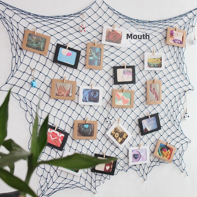 Fishing Net Photo Wall Set with Hemp Rope Clips Simple Home Decor for Dorm Rooms-Creative Wall-Mounted Design