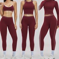Ensemble de sport personnalisé pour femme : soutien-gorge de sport, veste à manches longues, leggings doux brossés très extensibles pour le yoga et l'entraînement en salle de sport