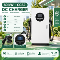 Station de recharge DC 80 kW CCS2, chargeur rapide pour véhicules électriques, OCPP 1.6J, double port, paiement par code QR, IP54, hub de recharge commercial extérieur, unité EVSE