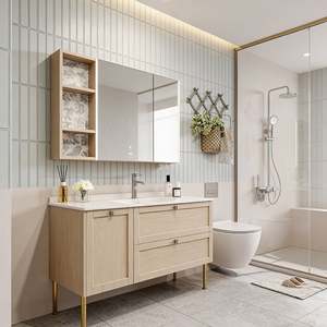 BALOM Modern Minimalist <b>Bathroom</b> Vanity Set MDF Waterproof Material <b>Wall</b> Mounted Basin <b>Cabinet</b> with LED Mirror for Apartment - Product Image 3