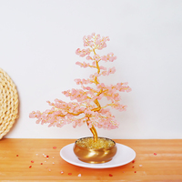 Arbre Bonsaï en Cristal Fait Main, Arbre en Améthyste et Quartz Rose, Arbre Porte-Bonheur Feng Shui pour la Décoration de la Maison et du Bureau