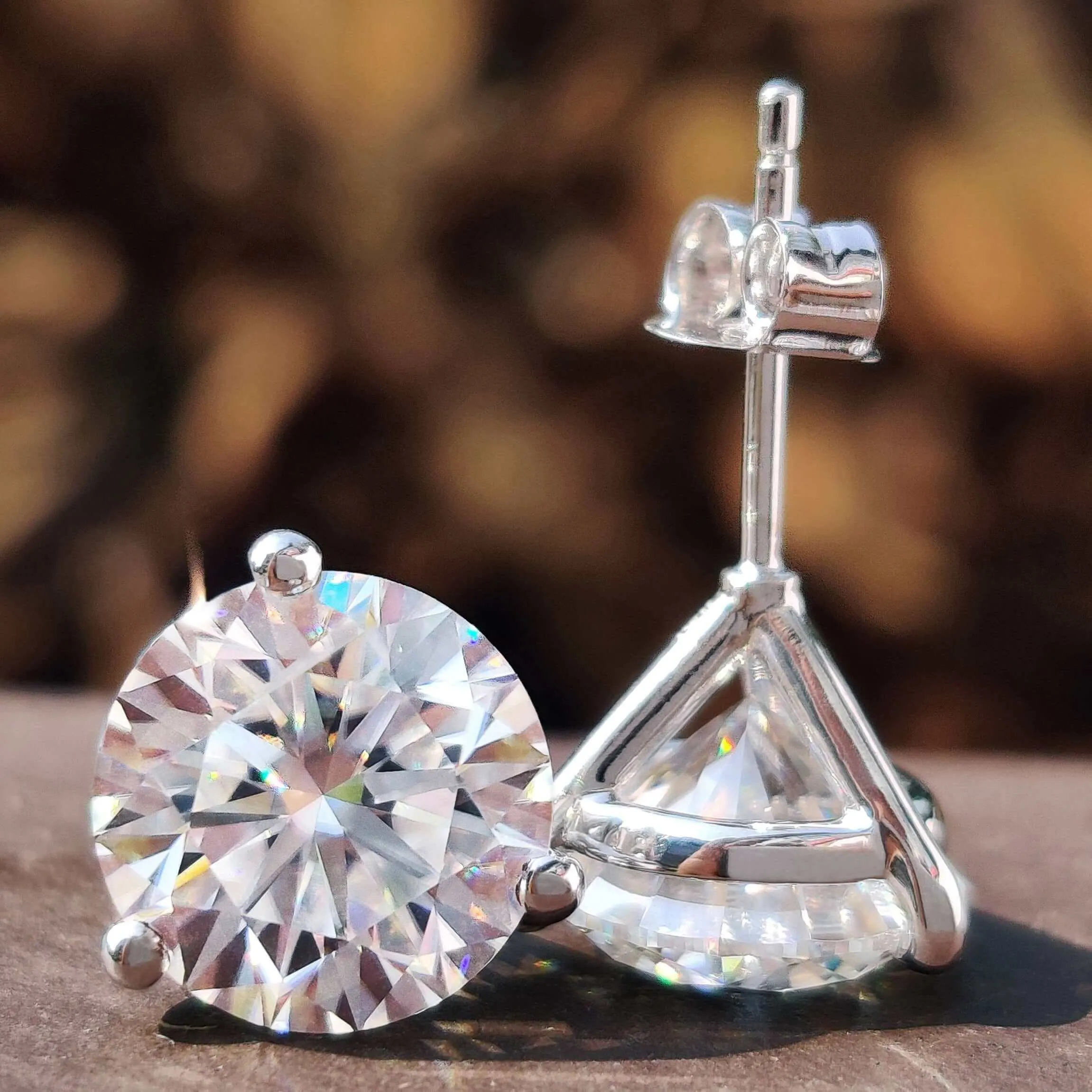 Personalizado Real 10K 14K 18K oro sólido laboratorio cultivado diamante tachuelas pendientes Iced Out 925 plata esterlina diamante Stud pendientes mujeres