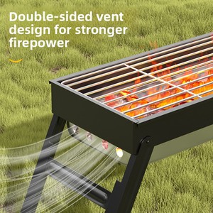 Barbecue portable multifonctionnel pliable en acier inoxydable et carbone, petit modèle pour 3-5 personnes, style traditionnel, pour l'extérieur et la maison - Product Image 3