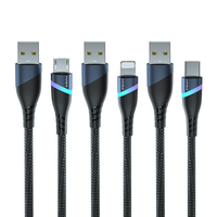 Câble de charge rapide Maimi LED Light 3A USB C pour téléphone portable, câble en nylon tressé PD 65W Type C vers C, logo personnalisé
