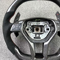 Volant Sport Personnalisé en Fibre de Carbone Forme en D, 3 Branches, pour Mercedes-Benz Classe C W204/C63 W212/W218/W207