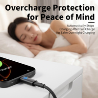 Câble USB Type C en nylon tressé avec gaine en PVC, indicateur LED, alimentation automatique intelligente, charge rapide, protection contre les surcharges pour iOS Android