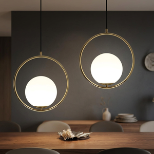 Modern Gold Round Pendant Light with Frosted Glass <b>Globe</b> for Home Decoration - Product Image 1
