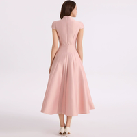 Robe Courte Élégante Française pour Femme, Col en V, Taille Haute, Manches Courtes Bouffantes, Coupe Slim, Évasée, Grande Ampleur