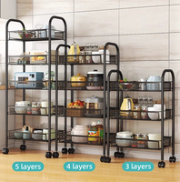 Carrito de Almacenamiento de Cocina Metálico Moderno de 3 Niveles, Carrito Multiusos con Cesta de Malla, Asa y Ruedas, Carrito para Islas de Cocina
