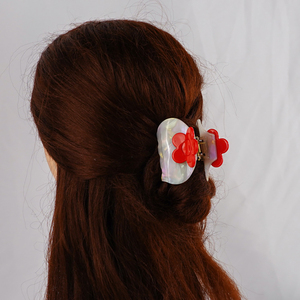 Pince à <span class=keywords><strong>cheveux</strong></span> mignonne en forme de marguerite, style acétate, petite, à maintien ferme, pour femmes et filles - Product Image 4
