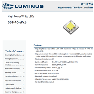 LUMINUSs SST-40-WCS-F50-N4651 Serie SST-40 2.9V 700mA Blanco Frío 6500K Chip LED de Alta Potencia 20W 161lm/W CRI 70/80/90 - Product Image 2
