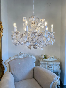 Lampadario in ceramica bianca 8 luci in ferro battuto forgiato a <span class=keywords><strong>mano</strong></span> - Product Image 6