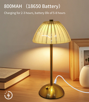 Lámpara de Mesa Decorativa Inalámbrica LED de 3W con Control Táctil, Funciona con Batería, de Metal y Cristal, para Dormitorio Moderno