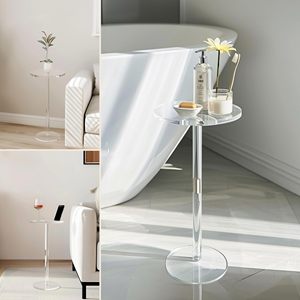 Venta al por mayor de fábrica, multiusos con soporte para teléfono, mesa auxiliar redonda pequeña para mesas de centro de acrílico espacial para muebles de sala de estar - Product Image 6