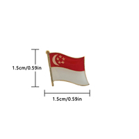 Broches de revers drapeau national de Singapour en émail métallique époxy cristal, badges peints, souvenirs, broches de costume, cadeaux commémoratifs personnalisés