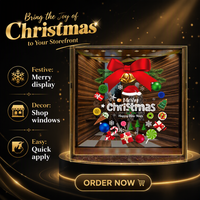 YZ Santa Claus Snowman PVC Stiker Dinding Laminasi Gloss Tahan Air Dekorasi Natal Stiker Pintu Kaca Toko