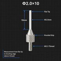 Sonde à pointe plate en céramique SD2.0X10mm, filetage M2.5, stylet de mesure de précision pour indicateur à cadran, pièce de rechange pour micromètre