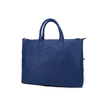 Porte-documents d'affaires en cuir véritable pour homme, en cuir de vachette première couche, tissé à la main, grande capacité, imperméable, avec fermeture éclair, portable, toile