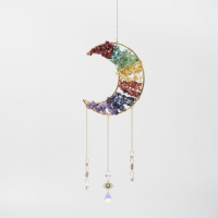 En gros, attrape-soleil en cristal naturel de haute qualité, améthyste lune, carillon éolien, prisme suspendu décoratif peint