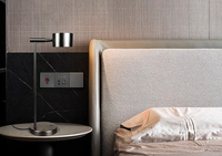 Lampu Meja Logam Hitam Modern dengan Kontrol Sensor Sentuh Magnetik LED DC/AC Isi Ulang, Putar 360 Derajat, Tanpa Kabel, Kontrol Jarak Jauh, untuk Hotel
