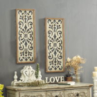 Décor de ferme fait à la main personnalisé en bois Rectangle cadre rustique luxe sculpture bois Design tenture murale Art décoration intérieure