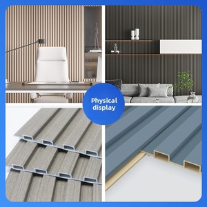 Grande planche murale à la mode bambou <span class=keywords><strong>bois</strong></span> WPC <span class=keywords><strong>treillis</strong></span> épissage fond <span class=keywords><strong>mur</strong></span> gaufré forme PVC commerce extérieur <span class=keywords><strong>treillis</strong></span> bloquant les couleurs - Product Image 3