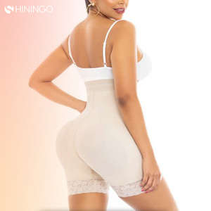Pantaloncini in vita in pizzo semplice di fabbrica per le donne forma di Design in tinta unita che comprimono Leggings a vita alta Butt Lifter Shapewear - Product Image 2