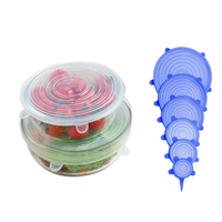 Film alimentaire réutilisable transparent bleu en silicone de qualité alimentaire Qixiang, couvercles universels extensibles pour bols
